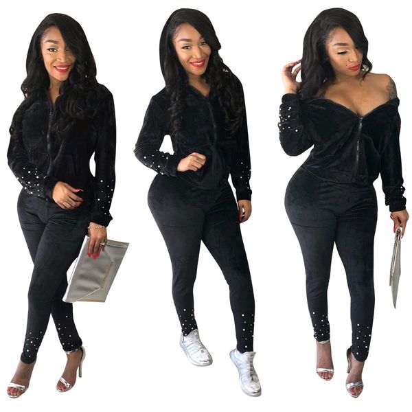 velevt pealrs women tracksuits two pieces hooded zipper long sleeves sweathshirt coat and fashion girls lady pants outif, White
velevt pealrs women tracksuits two pieces hooded zipper long sleeves sweathshirt coat and fashion girls lady pants outif, White