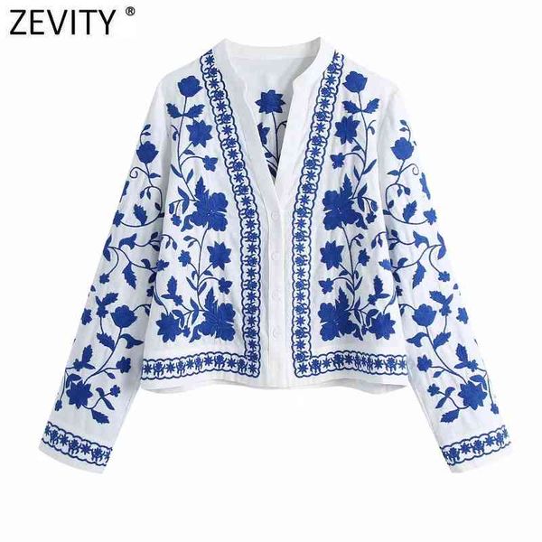 zevity women vintage v neck blue and white porcelain embroidery shirts female long sleeve kimono blouse roupas chic ls9193 210419
zevity women vintage v neck blue and white porcelain embroidery shirts female long sleeve kimono blouse roupas chic ls9193 210419