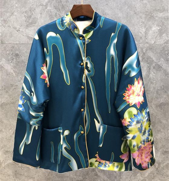 women's jackets 100%silk 2021 autumn fashion outerwear coats women vintage print pocket patchwork long sleeve casual blue female, Black;brown
women's jackets 100%silk 2021 autumn fashion outerwear coats women vintage print pocket patchwork long sleeve casual blue female, Black;brown