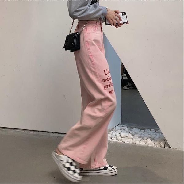 letter print pink straight womens jean high waist denim pants plus size wide leg streetwear casual boyfriend, Blue
letter print pink straight womens jean high waist denim pants plus size wide leg streetwear casual boyfriend, Blue