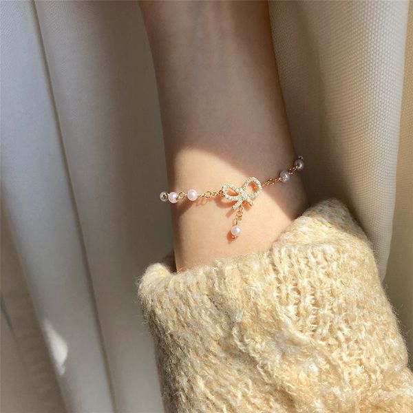 simple ins bowknot pearl bracelet korean temperament version sweet versatile jewelry, Black
simple ins bowknot pearl bracelet korean temperament version sweet versatile jewelry, Black