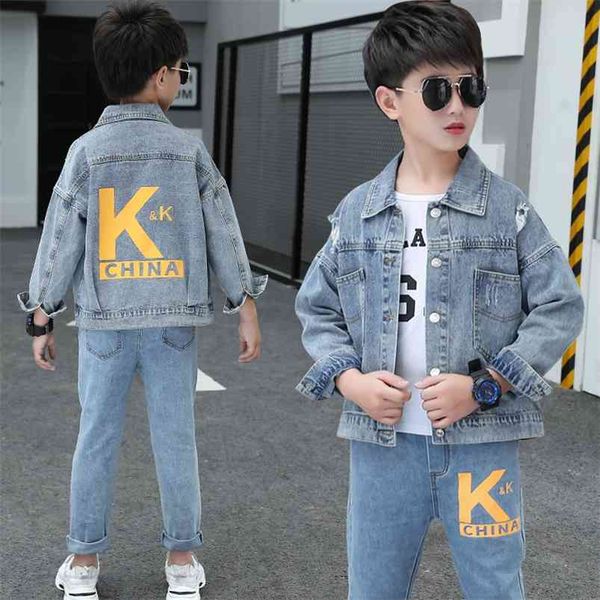 spring autumn baby boy clothes set fashion teenage denim light blue coats and deep pants korean children jeans sport sets 210622, White
spring autumn baby boy clothes set fashion teenage denim light blue coats and deep pants korean children jeans sport sets 210622, White