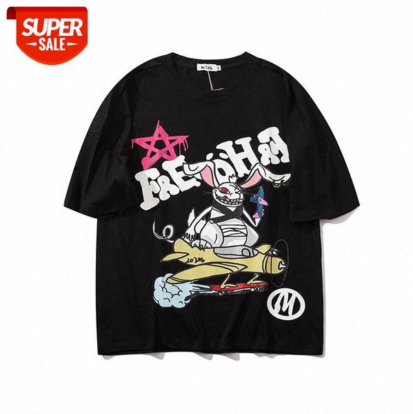 european and american high street hit color print t-shirt, loose figure rabbit flying casual round neck short sleeve tee #qr4h, White;black
european and american high street hit color print t-shirt, loose figure rabbit flying casual round neck short sleeve tee #qr4h, White;black