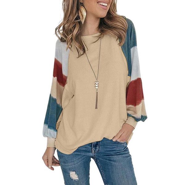 women's t-shirt 2xl fashion casual stitching long sleeve ladies spring round neck t-shirts, White
women's t-shirt 2xl fashion casual stitching long sleeve ladies spring round neck t-shirts, White
