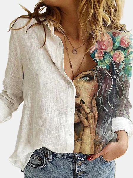 women's blouses & shirts vintage print women blouse shirt spring summer autumn casual office loose v-neck, White
women's blouses & shirts vintage print women blouse shirt spring summer autumn casual office loose v-neck, White
