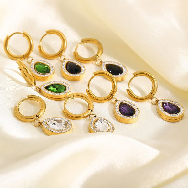 ins same 18k stainless steel zircon drop earrings jewelry gold hoop black purple green crystal pendant earrings, Golden
ins same 18k stainless steel zircon drop earrings jewelry gold hoop black purple green crystal pendant earrings, Golden