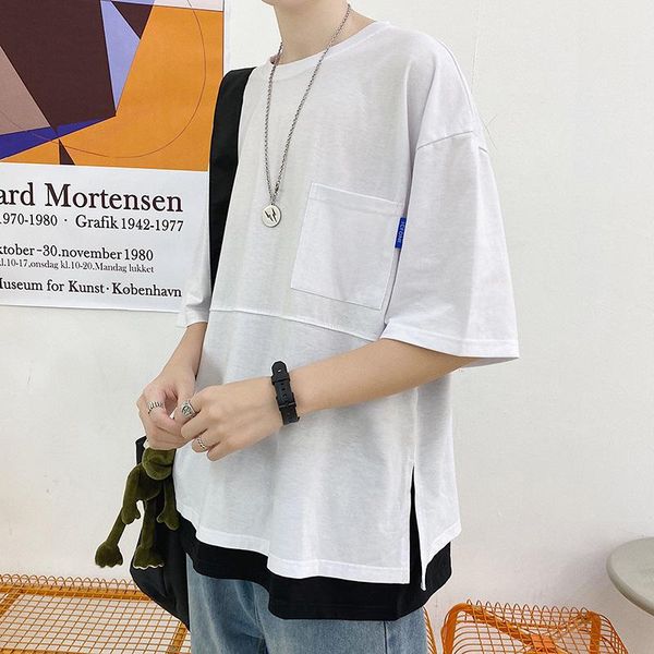 men's t-shirts side slit fake two piece solid pockets patchwork short sleeve men t shirt summer fashion harajuku oversized clothes teen, White;black
men's t-shirts side slit fake two piece solid pockets patchwork short sleeve men t shirt summer fashion harajuku oversized clothes teen, White;black