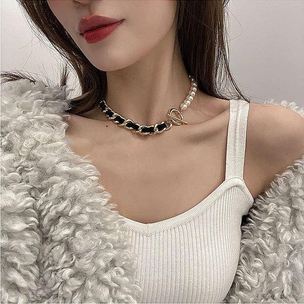pendant necklaces origin summer french leather chain pearl chokers necklace for women fashion toggle clasp asymmetric jewelry accessories, Silver
pendant necklaces origin summer french leather chain pearl chokers necklace for women fashion toggle clasp asymmetric jewelry accessories, Silver