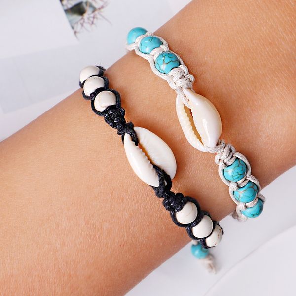 bohemian style women woven natural turquoise beads shell charm bracelet adjustable size, Golden;silver
bohemian style women woven natural turquoise beads shell charm bracelet adjustable size, Golden;silver