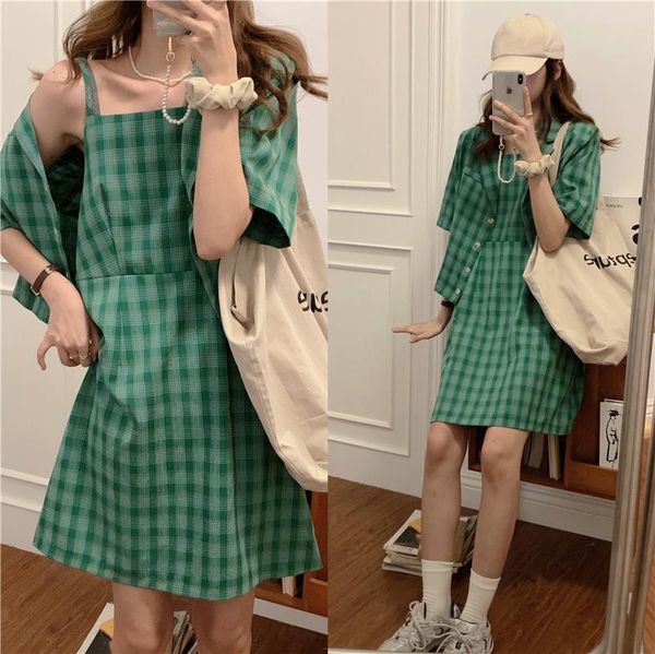 women's suits & blazers korean style breif short sleeve green plaid blazer womens 2021 summer loose jacket and coats casual (k8185), White;black
women's suits & blazers korean style breif short sleeve green plaid blazer womens 2021 summer loose jacket and coats casual (k8185), White;black