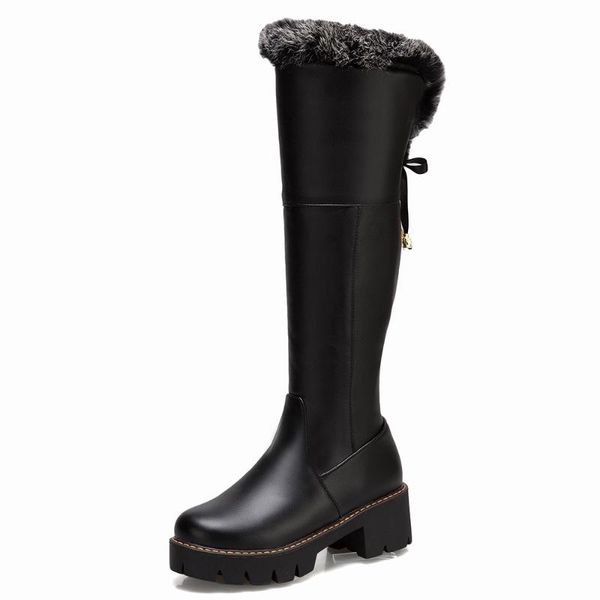 boots high waterproof platform thick-soled faux fur thick plush knee-length lace-up non-slip high-tube snow, Black
boots high waterproof platform thick-soled faux fur thick plush knee-length lace-up non-slip high-tube snow, Black