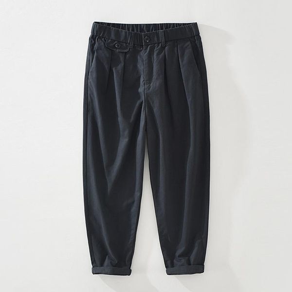 men's pants l2605 men casual retro japan style simple fashion trendy youth elastic waist zipper cotton tapered loose straight trouser, Black
men's pants l2605 men casual retro japan style simple fashion trendy youth elastic waist zipper cotton tapered loose straight trouser, Black