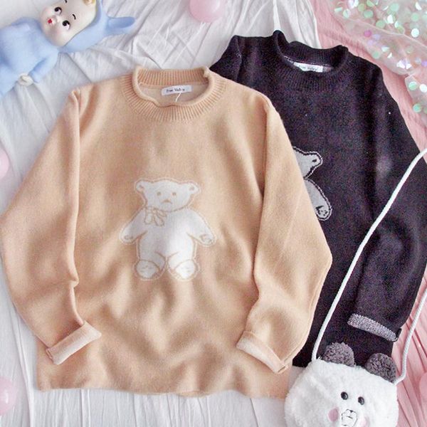 harajuku sweet cute bear doll print o-neck jumper girl outer sweater student pullover women autumn winter japanese women's sweaters, White;black
harajuku sweet cute bear doll print o-neck jumper girl outer sweater student pullover women autumn winter japanese women's sweaters, White;black