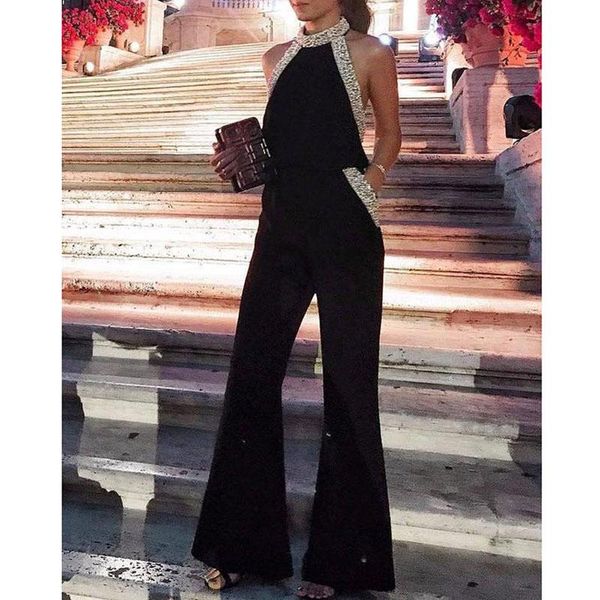 women's jumpsuits & rompers shiny glitter patchwork wide leg pants jumpsuit halter sleeveless pocket long elegant womens party overall, Black;white
women's jumpsuits & rompers shiny glitter patchwork wide leg pants jumpsuit halter sleeveless pocket long elegant womens party overall, Black;white