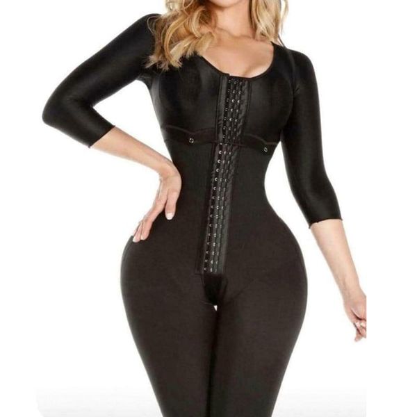 women's shapers shapewear hook and eye closure breast support tummy control long sleeve faja reductora mujer adel, Black;white
women's shapers shapewear hook and eye closure breast support tummy control long sleeve faja reductora mujer adel, Black;white