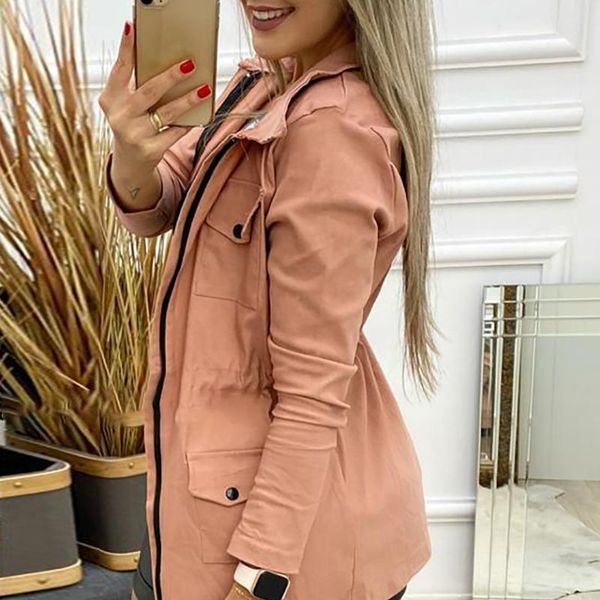women's jackets casual female loose zipper vintage cargo coats fashion lapel button coat women solid long sleeve pocket outerwear, Black;brown
women's jackets casual female loose zipper vintage cargo coats fashion lapel button coat women solid long sleeve pocket outerwear, Black;brown