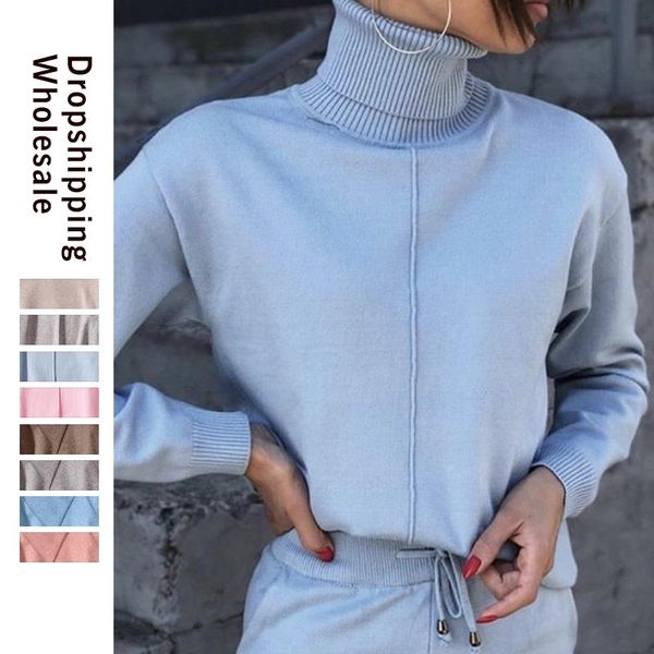 women two piece sweater outfit turtleneck knitted pullover and pants 2 autumn suits set women's, White
women two piece sweater outfit turtleneck knitted pullover and pants 2 autumn suits set women's, White
