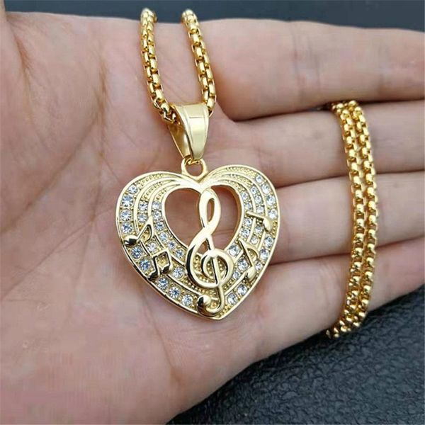 pendant necklaces women's men's music note heart necklace & gold color stainless steel iced out tennis chain hip hop jewelry for g, Silver
pendant necklaces women's men's music note heart necklace & gold color stainless steel iced out tennis chain hip hop jewelry for g, Silver