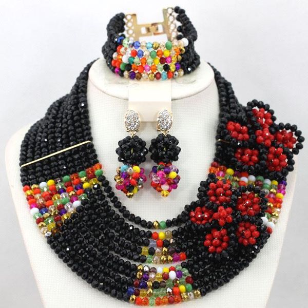 earrings & necklace summer black indain bridal jewelry set multicolor african women wedding crystal beads party gifts qw471, Silver
earrings & necklace summer black indain bridal jewelry set multicolor african women wedding crystal beads party gifts qw471, Silver
