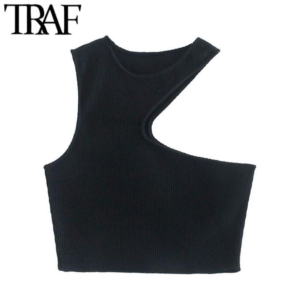 women's tanks & camis traf women fashion hollow out irregular cropped knit tank vintage o neck sleeveless female mujer, White
women's tanks & camis traf women fashion hollow out irregular cropped knit tank vintage o neck sleeveless female mujer, White