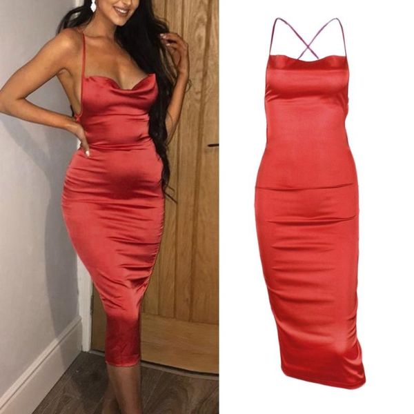 casual dresses women sleeveless halter bodycon satin midi long dress criss-cross bandage backless empire waist solid elegant party club, Black;gray
casual dresses women sleeveless halter bodycon satin midi long dress criss-cross bandage backless empire waist solid elegant party club, Black;gray