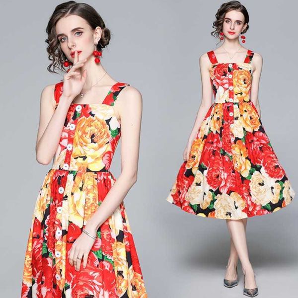 summer fashion elegant runway women spaghetti strap buttons backless floral print party dress 210531, Black;gray
summer fashion elegant runway women spaghetti strap buttons backless floral print party dress 210531, Black;gray
