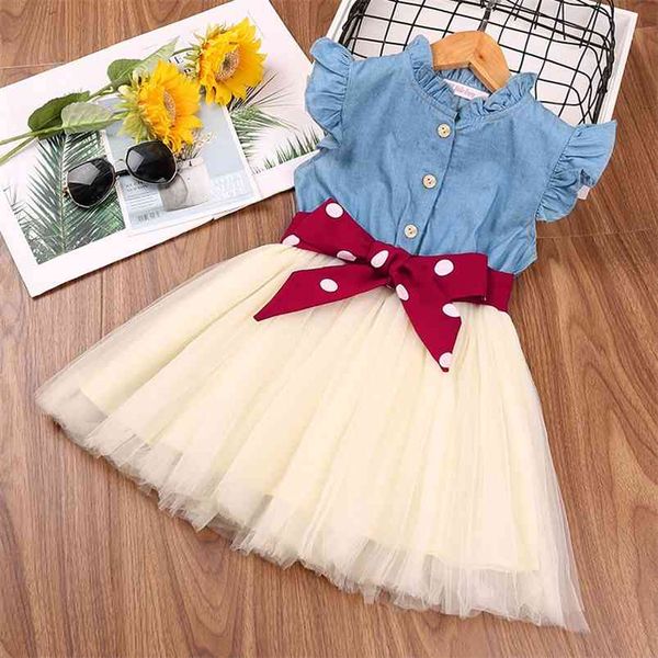 summer arrivals girls dress sleeveless denim mesh skirt red bow sashes cute street wear vestidos 18m-6t 210629, Red;yellow
summer arrivals girls dress sleeveless denim mesh skirt red bow sashes cute street wear vestidos 18m-6t 210629, Red;yellow