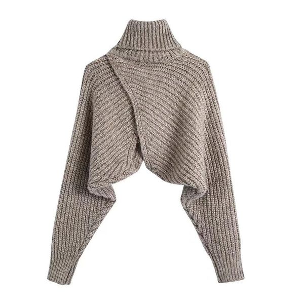 women's sweaters women 2022 fashion solid color crossover design knit sleeve pullover retro long high collar warm streetwear, White;black
women's sweaters women 2022 fashion solid color crossover design knit sleeve pullover retro long high collar warm streetwear, White;black