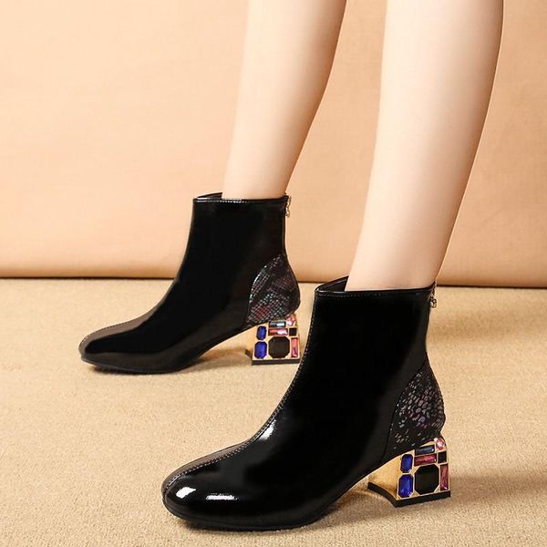 boots 2021 arrival patent leather ankle feminine knight shoes women's fashion thick heel fancy diamond high heels booties 39, Black
boots 2021 arrival patent leather ankle feminine knight shoes women's fashion thick heel fancy diamond high heels booties 39, Black