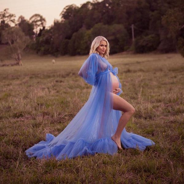 see thru blue tulle maternity dresses full sleeves cute bow long gown for poshoot bridal night gowns casual, Black;gray
see thru blue tulle maternity dresses full sleeves cute bow long gown for poshoot bridal night gowns casual, Black;gray
