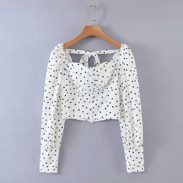women's blouses & shirts xds 6765 autumn europe and the united states retro wave point long-sleeved shirt l9ka, White
women's blouses & shirts xds 6765 autumn europe and the united states retro wave point long-sleeved shirt l9ka, White