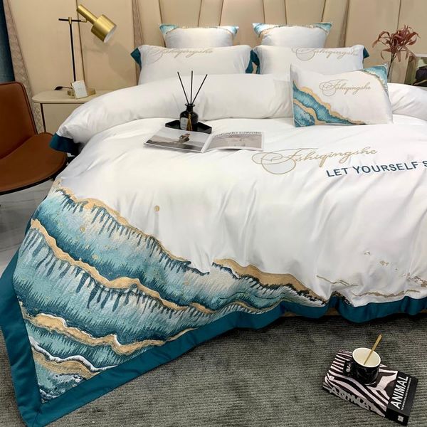 light luxury style simple embroidery four-piece cotton pure bed linen silky silk duvet cover spring and summer bedding sets
light luxury style simple embroidery four-piece cotton pure bed linen silky silk duvet cover spring and summer bedding sets