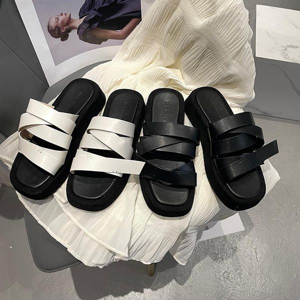 brand design narrow band chunky slippers open toe summer beach platform sandals women heel slides dad, Black
brand design narrow band chunky slippers open toe summer beach platform sandals women heel slides dad, Black