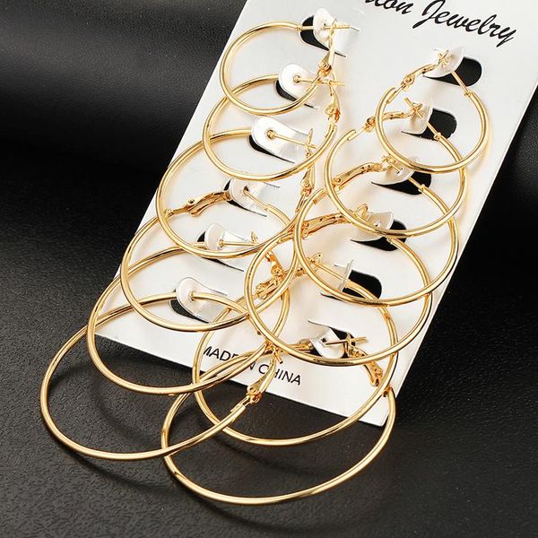 hoop & huggie 6pairs/set vintage big earrings for women circle steampunk ear clip metal aros de moda 2021, Golden;silver
hoop & huggie 6pairs/set vintage big earrings for women circle steampunk ear clip metal aros de moda 2021, Golden;silver