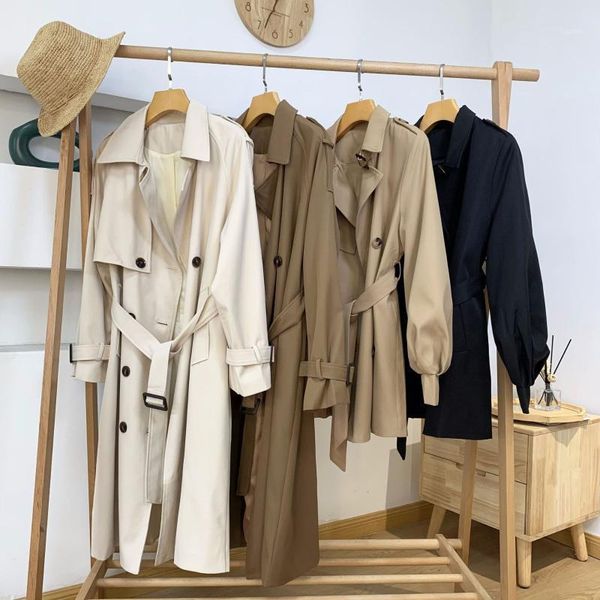 women's trench coats british style classic coat double-breasted belted temperament large lapel anti-wrinkle windbreaker jacket women, Tan;black
women's trench coats british style classic coat double-breasted belted temperament large lapel anti-wrinkle windbreaker jacket women, Tan;black