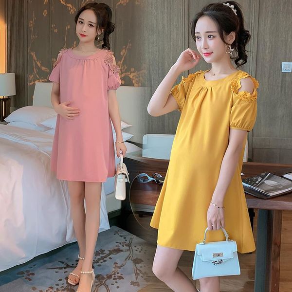 742# maternity dress summer o neck hollow shoulder short sleeves easy matching loose stylish pregnant women mom dresses, White
742# maternity dress summer o neck hollow shoulder short sleeves easy matching loose stylish pregnant women mom dresses, White