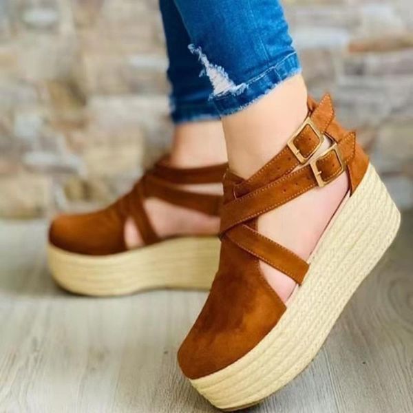 women's summer sandals wedges heels footwear slope heel side hollow buckle fashion casual solid zapatos de mujer, Black
women's summer sandals wedges heels footwear slope heel side hollow buckle fashion casual solid zapatos de mujer, Black
