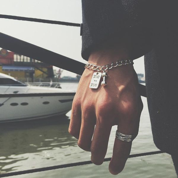 charm bracelets retro small fitness dumbbell rectangular bracelet exercise weight loss barbell sports gym coach jewelry for lover gift, Golden;silver
charm bracelets retro small fitness dumbbell rectangular bracelet exercise weight loss barbell sports gym coach jewelry for lover gift, Golden;silver