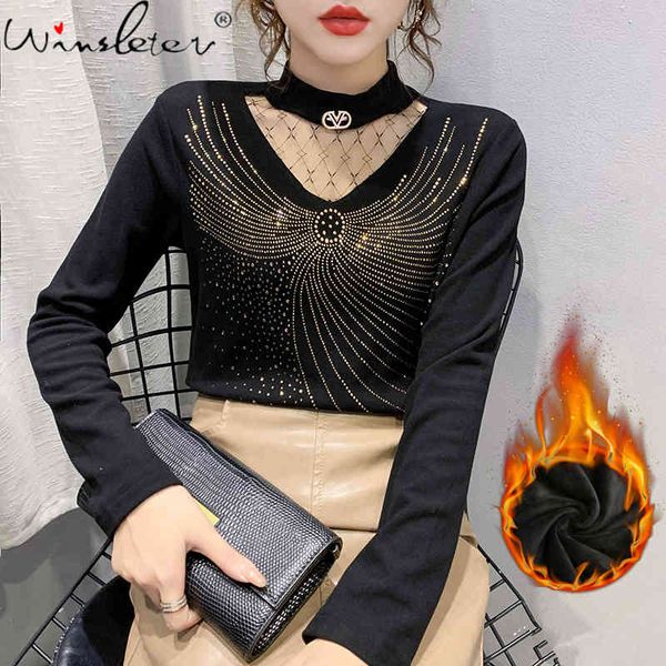 women's t-shirt fall winter korean transparent shiny dimonds women with fleece brushed cotton bottoming shirt tees t0n00, White
women's t-shirt fall winter korean transparent shiny dimonds women with fleece brushed cotton bottoming shirt tees t0n00, White