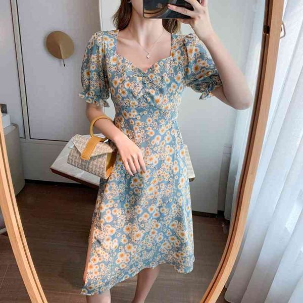 french hepburn ruffle women puff sleeve split dress office lady korean style summer elegant chiffon fairy boho vestidos 210515, Black;gray
french hepburn ruffle women puff sleeve split dress office lady korean style summer elegant chiffon fairy boho vestidos 210515, Black;gray