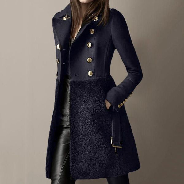 women's wool & blends women coat jacket autumn winter thick fashion patchwork fleece office lady elegant outwear coats woolen overcoat, Black
women's wool & blends women coat jacket autumn winter thick fashion patchwork fleece office lady elegant outwear coats woolen overcoat, Black