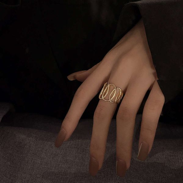 trend exaggeration hollow out women's simple metal chain index finger personality minority opening ring, Black
trend exaggeration hollow out women's simple metal chain index finger personality minority opening ring, Black