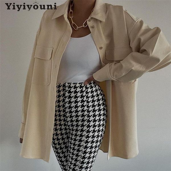 women's jackets yiyiyouni casual oversized shirts jacket women 2021 loose long sleeve blouse coat fashion solid pocket autumn outwear, Black;brown
women's jackets yiyiyouni casual oversized shirts jacket women 2021 loose long sleeve blouse coat fashion solid pocket autumn outwear, Black;brown