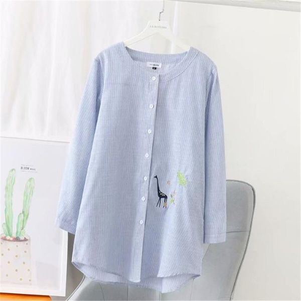 women's blouses & shirts plus sizelong loose woman striped giraffe embroidered shirt with stripes stylish and simple embroidery mother, White
women's blouses & shirts plus sizelong loose woman striped giraffe embroidered shirt with stripes stylish and simple embroidery mother, White