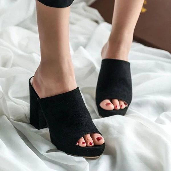dress shoes 2021 slippers women thick high heels fish mouth fashion flock ladies platform leisure soft bottom sandals non slip, Black
dress shoes 2021 slippers women thick high heels fish mouth fashion flock ladies platform leisure soft bottom sandals non slip, Black