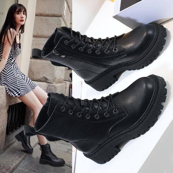 boots leather women's autumn winter 2021 british style versatile thick bottom handsome motorcycle fashion, Black
boots leather women's autumn winter 2021 british style versatile thick bottom handsome motorcycle fashion, Black