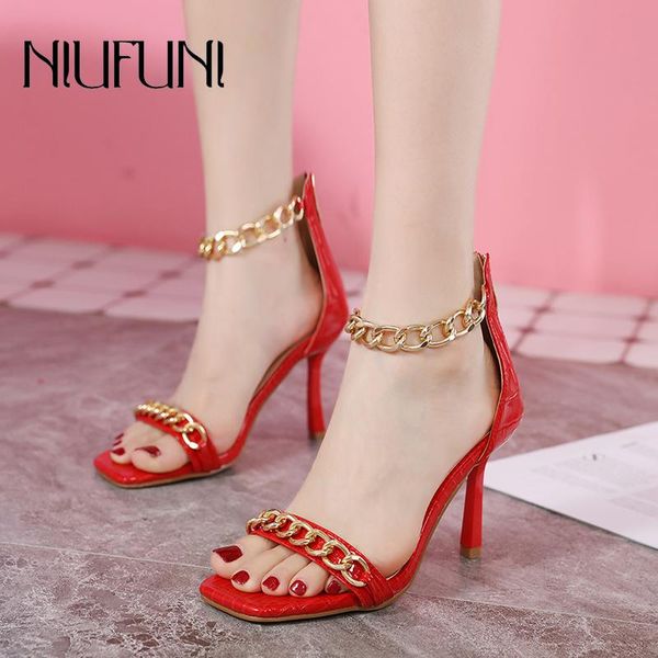 dress shoes square toe high heels open metal chain women's sandals red black size 35-42 zipper wedding party woman summer
dress shoes square toe high heels open metal chain women's sandals red black size 35-42 zipper wedding party woman summer