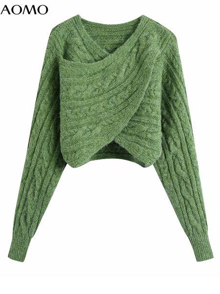 women 2022 fashion green cross twist crop knitted sweater jumper female pullovers chic be125a, White;black
women 2022 fashion green cross twist crop knitted sweater jumper female pullovers chic be125a, White;black