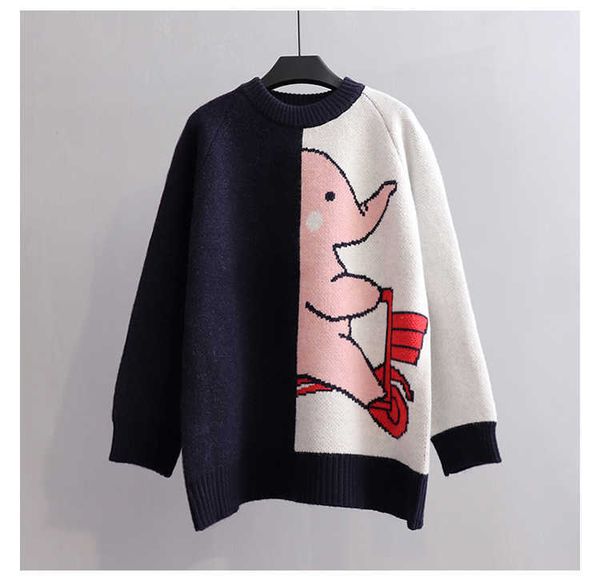 h.sa women cute kawaii knit sweater and pullovers patchwork elephant pink sweaters harajuku chic korean sweater oversized 210716, White;black
h.sa women cute kawaii knit sweater and pullovers patchwork elephant pink sweaters harajuku chic korean sweater oversized 210716, White;black