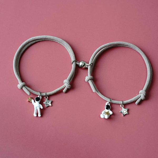 charm bracelets 2pcs / set adjustable astronaut creative magnet attract couples bracelet rope jewelry gift for women and men, Golden;silver
charm bracelets 2pcs / set adjustable astronaut creative magnet attract couples bracelet rope jewelry gift for women and men, Golden;silver